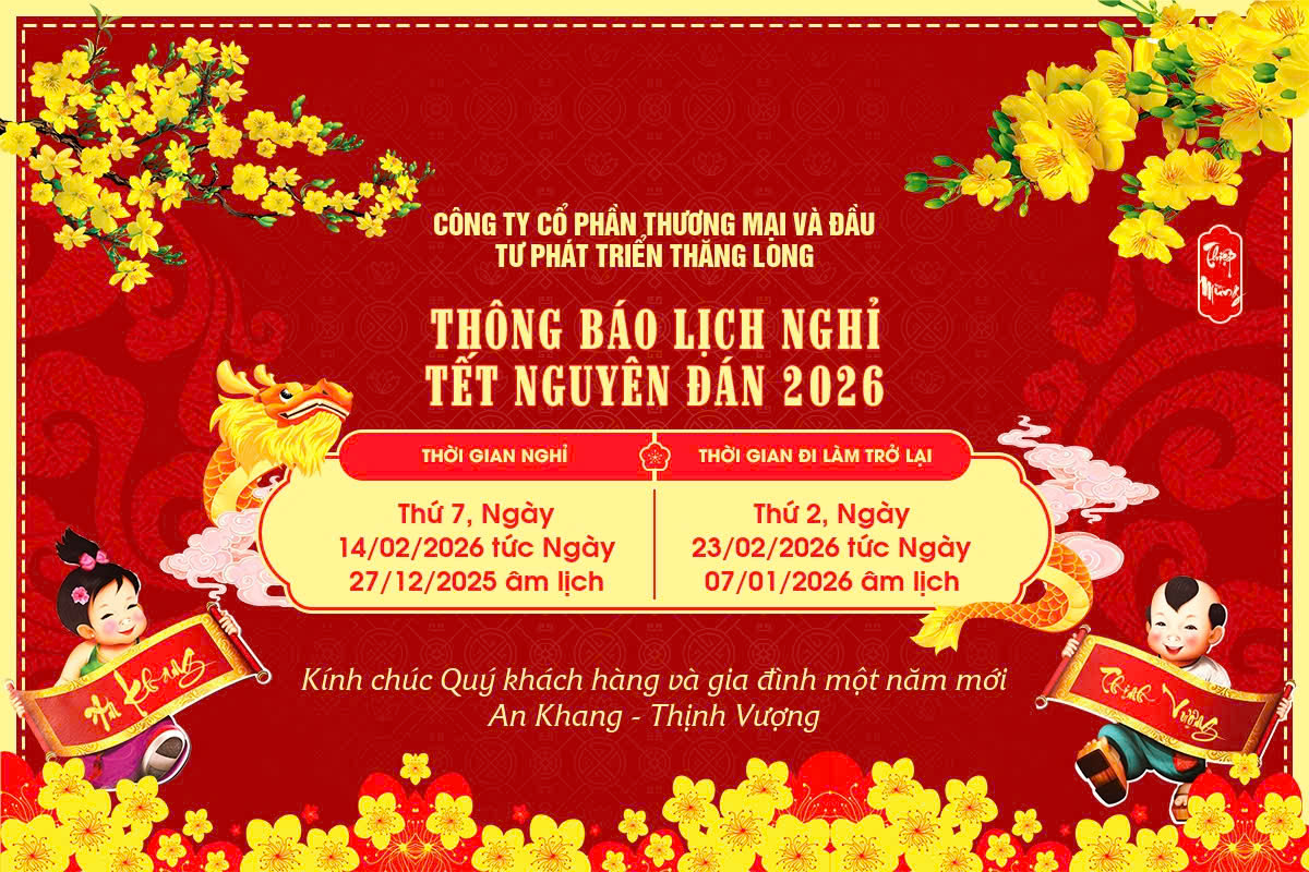 THÔNG BÁO LỊCH NGHỈ LỄ – TẾT NGUYÊN ĐÁN 2026